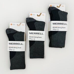 Merrell Men's MOAB Hiking Socks Crew Length size M/L 9-12 Charcoal Gray 3-pk